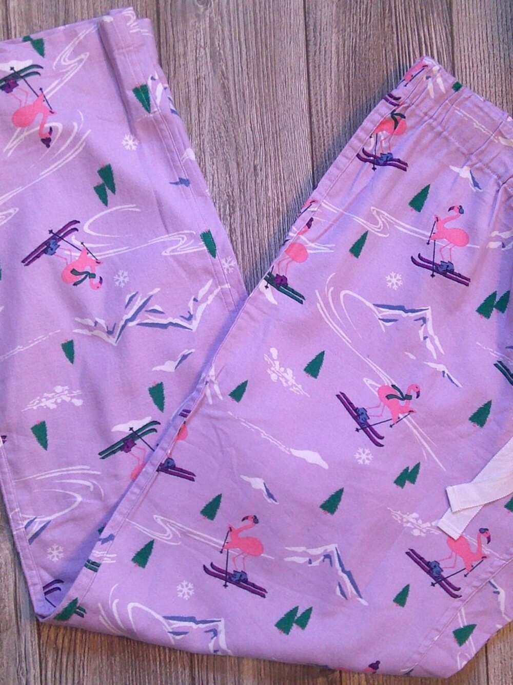 NEW! "J.Crew" Fun Flamingo Cotton Flannel Pajama/Lounge Pant Tie Waist Woman M